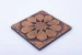 Dark brown wooden square coaster – ten-star hexagonal pattern